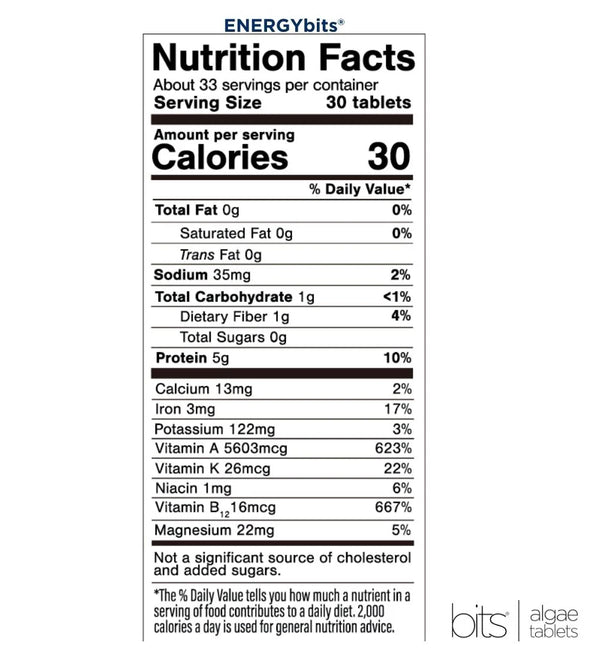 EnergyBits Spirulina Large Bag 1000 tablets