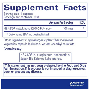 Pure Encapsulations NSK-SD Nattokinase 100 mg 120 capsules