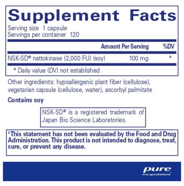 Pure Encapsulations NSK-SD Nattokinase 100 mg 120 capsules