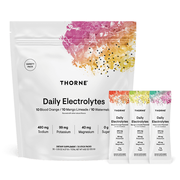 Thorne Daily Electrolytes 30 Individual Sticks Variety Pack.