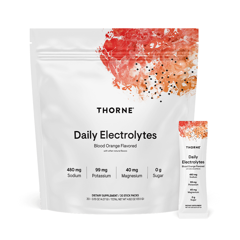Thorne Daily Electrolytes Blood Orange 30 Individual Sticks Flavored Drink Mix