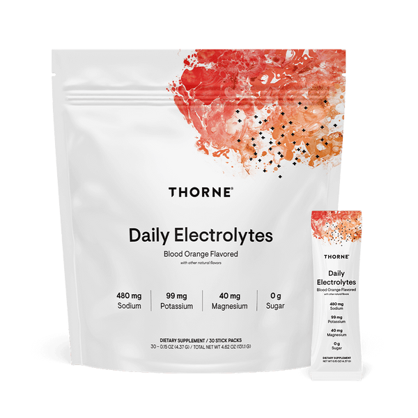 Thorne Daily Electrolytes Blood Orange 30 Individual Sticks Flavored Drink Mix