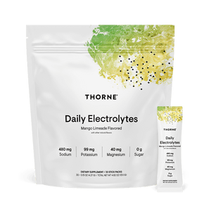 Thorne Daily Electrolytes Mango Limeade 30 Individual Sticks Flavored Drink Mix.